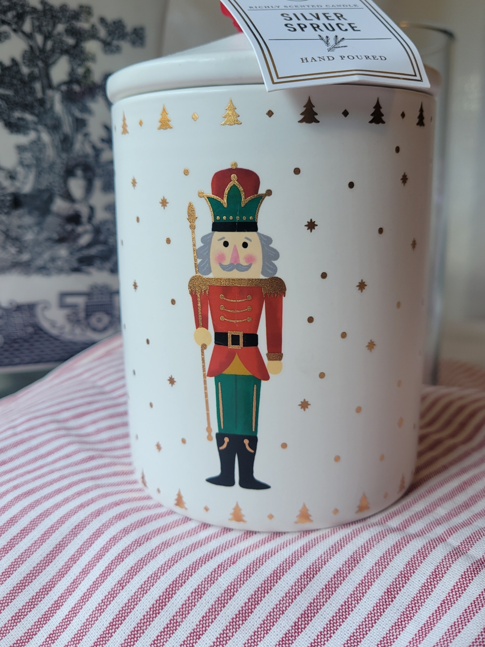 DW Home Silver Spruce Ceramic  Nutcracker Candle